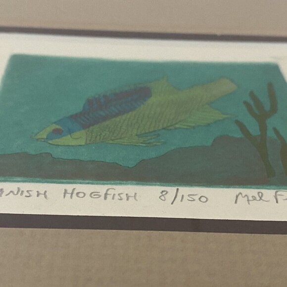 Mel Fleck Spanish Hogfish Art Signed Framed Original Print 8 of 150‎ 3 D Collage - Picture 10 of 16
